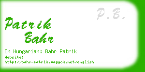 patrik bahr business card